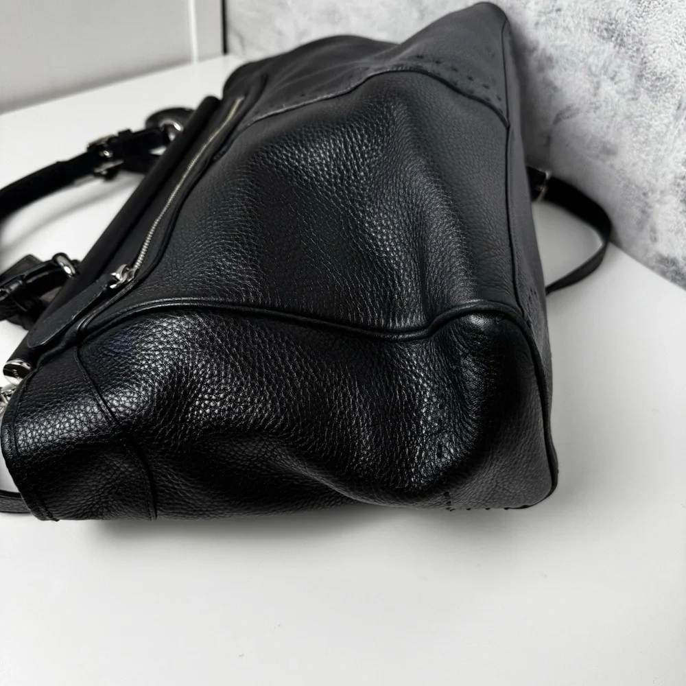 Coach Black Leather Satchel with Silver Hardware